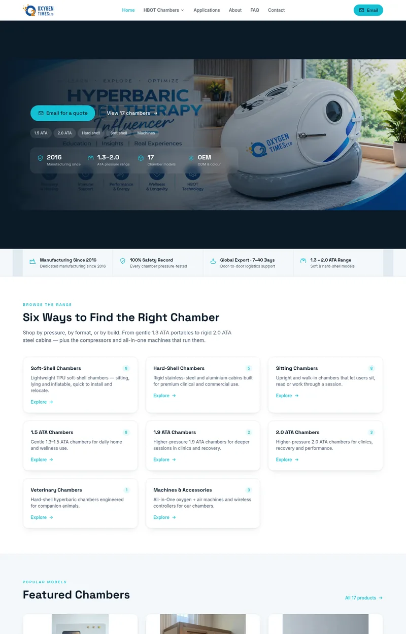 m-hbot.com 截图 · 高压氧舱 Oxygen Times
